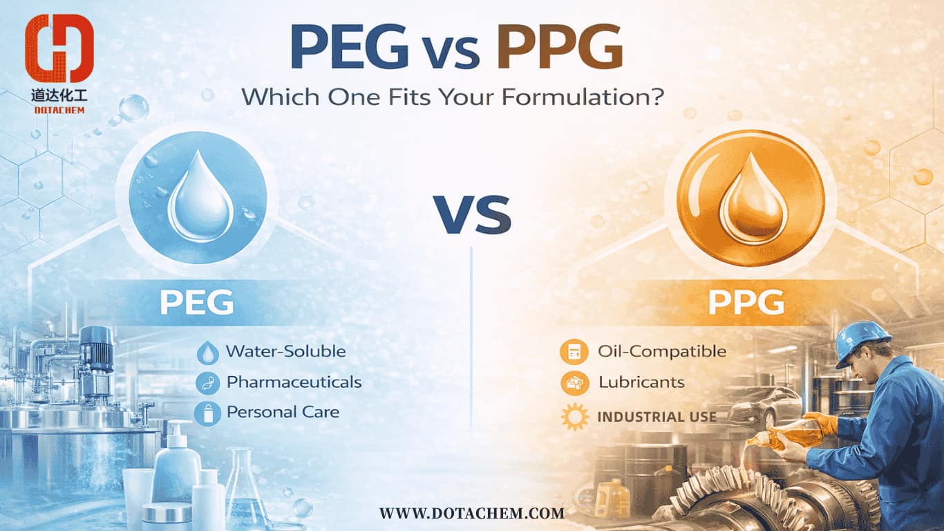 Polyethylene Glycol (PEG) بمقابلہ Polypropylene Glycol (PPG): آپ کی تشکیل کے لیے کون سا صحیح ہے؟